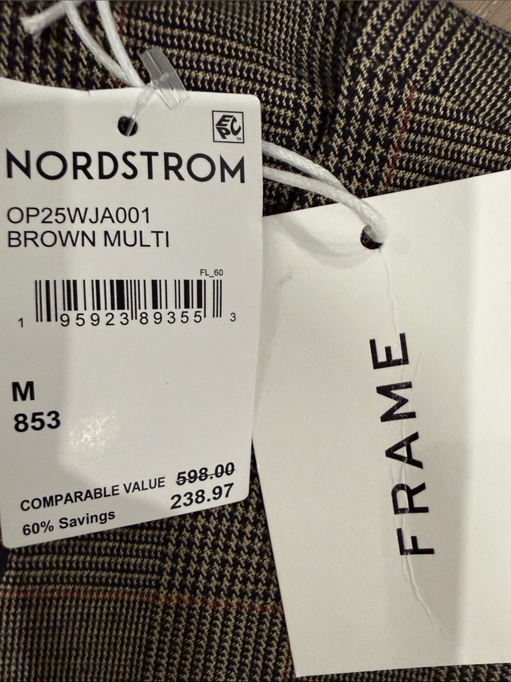 Frame Denim Plaid Collarless Blazer in Brown and Black Checks - Picture 9 of 16
